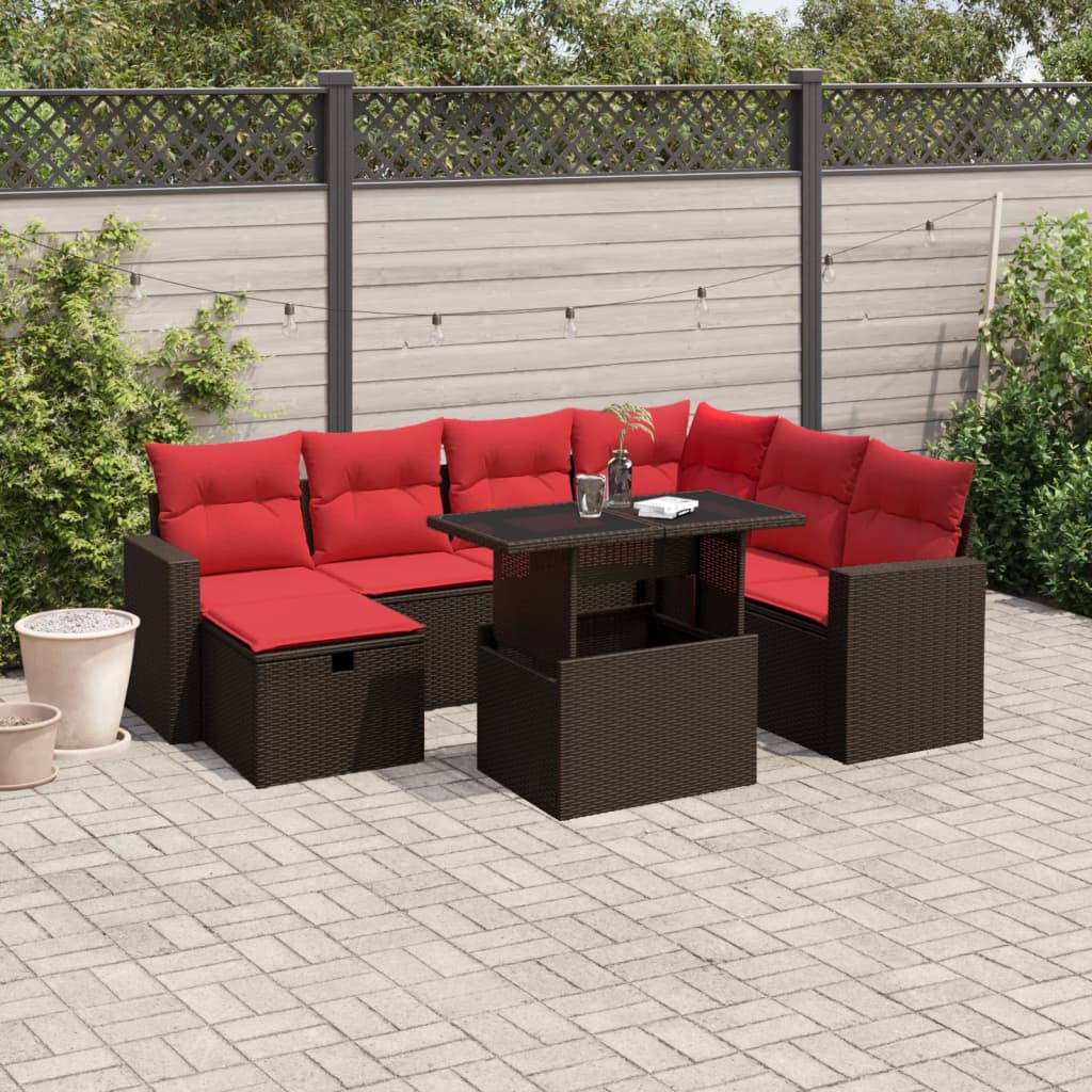 8-delige tuinbankset met kussens, bruin polyrotan is nu te koop bij PeponiXL, paradijselijk wonen!