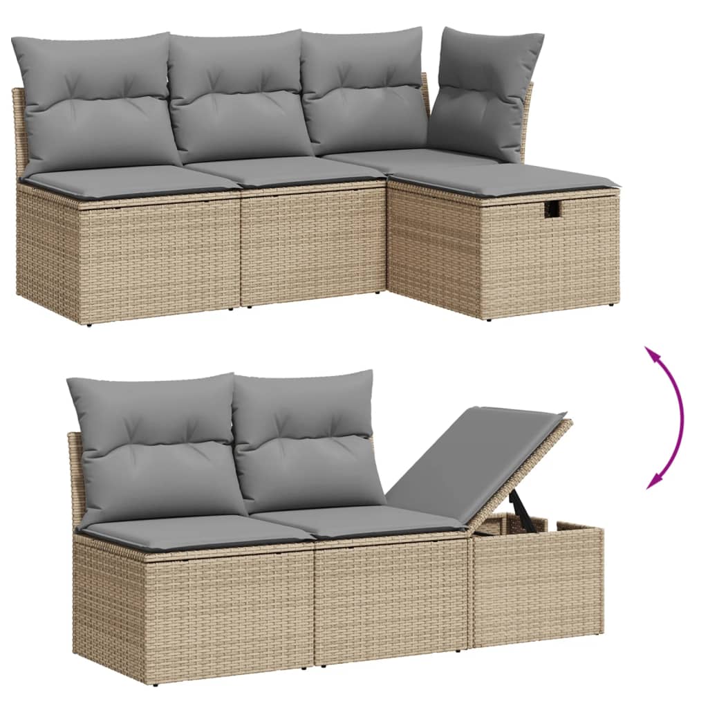 6-delige Loungeset met kussens poly rattan beige is nu te koop bij PeponiXL, paradijselijk wonen!