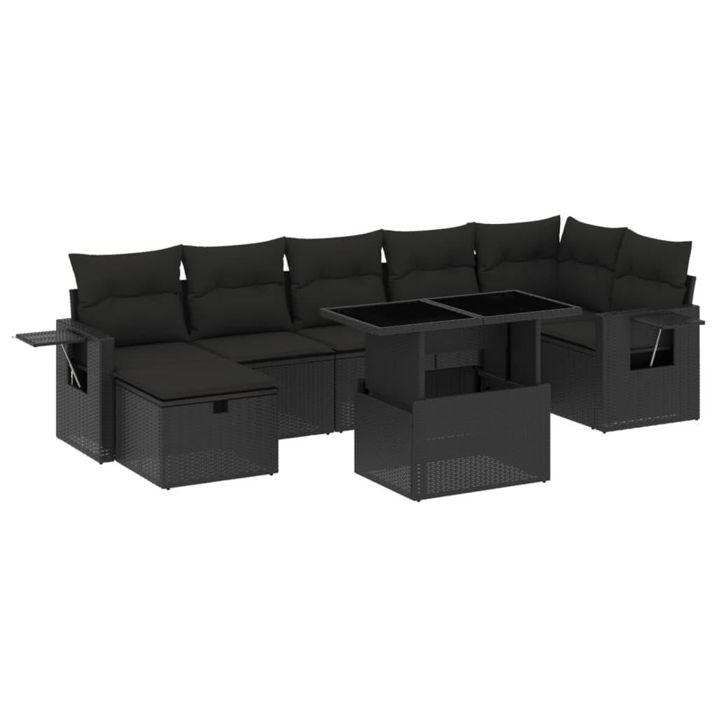 8-delige Loungeset met kussens poly rattan zwart is nu te koop bij PeponiXL, paradijselijk wonen!