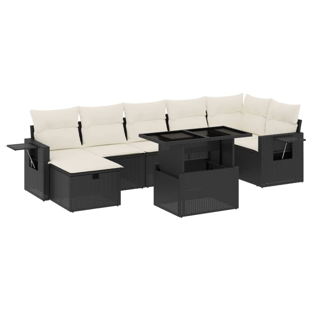 8-delige Loungeset met kussens poly rattan zwart is nu te koop bij PeponiXL, paradijselijk wonen!