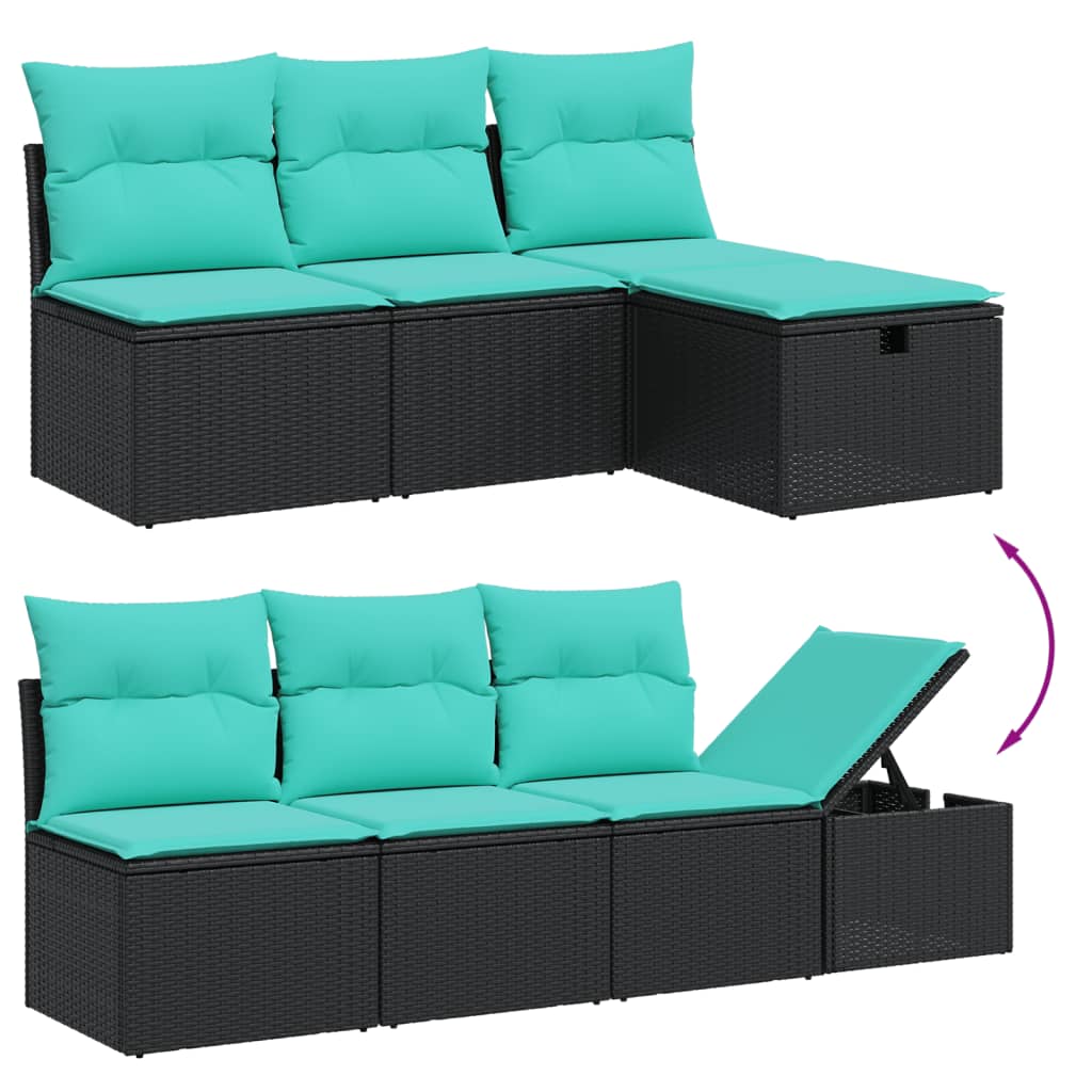 8-delige tuinbankset met kussens, zwart polyrotan is nu te koop bij PeponiXL, paradijselijk wonen!