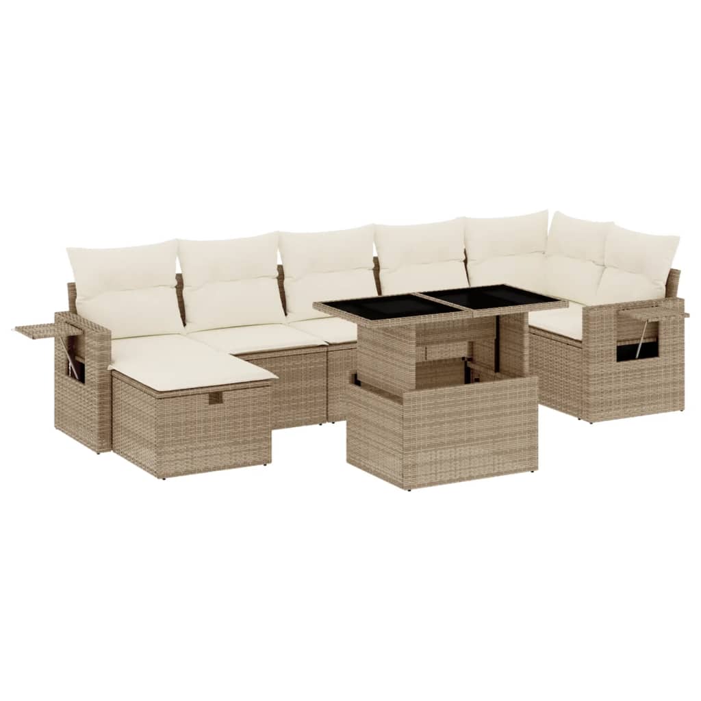 8-delige Loungeset met kussens poly rattan beige is nu te koop bij PeponiXL, paradijselijk wonen!