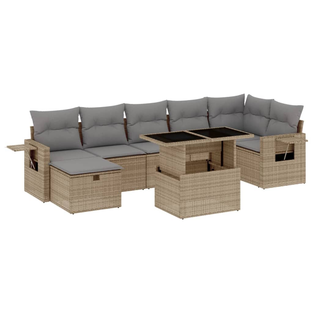 8-delige Loungeset met kussens poly rattan beige is nu te koop bij PeponiXL, paradijselijk wonen!