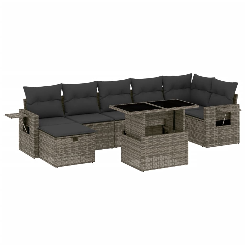 8-delige Loungeset met kussens poly rattan grijs is nu te koop bij PeponiXL, paradijselijk wonen!