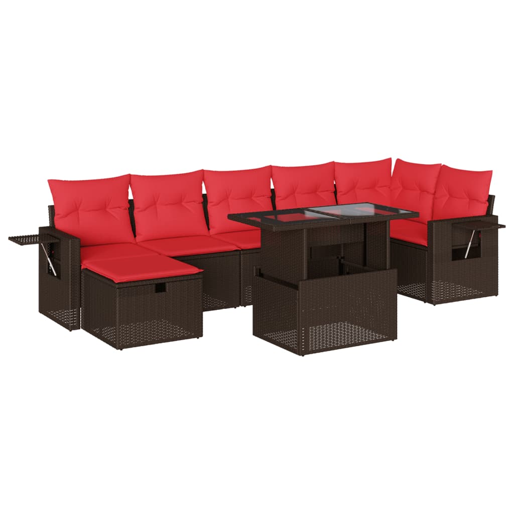 8-delige tuinbankset met kussens, bruin polyrotan is nu te koop bij PeponiXL, paradijselijk wonen!