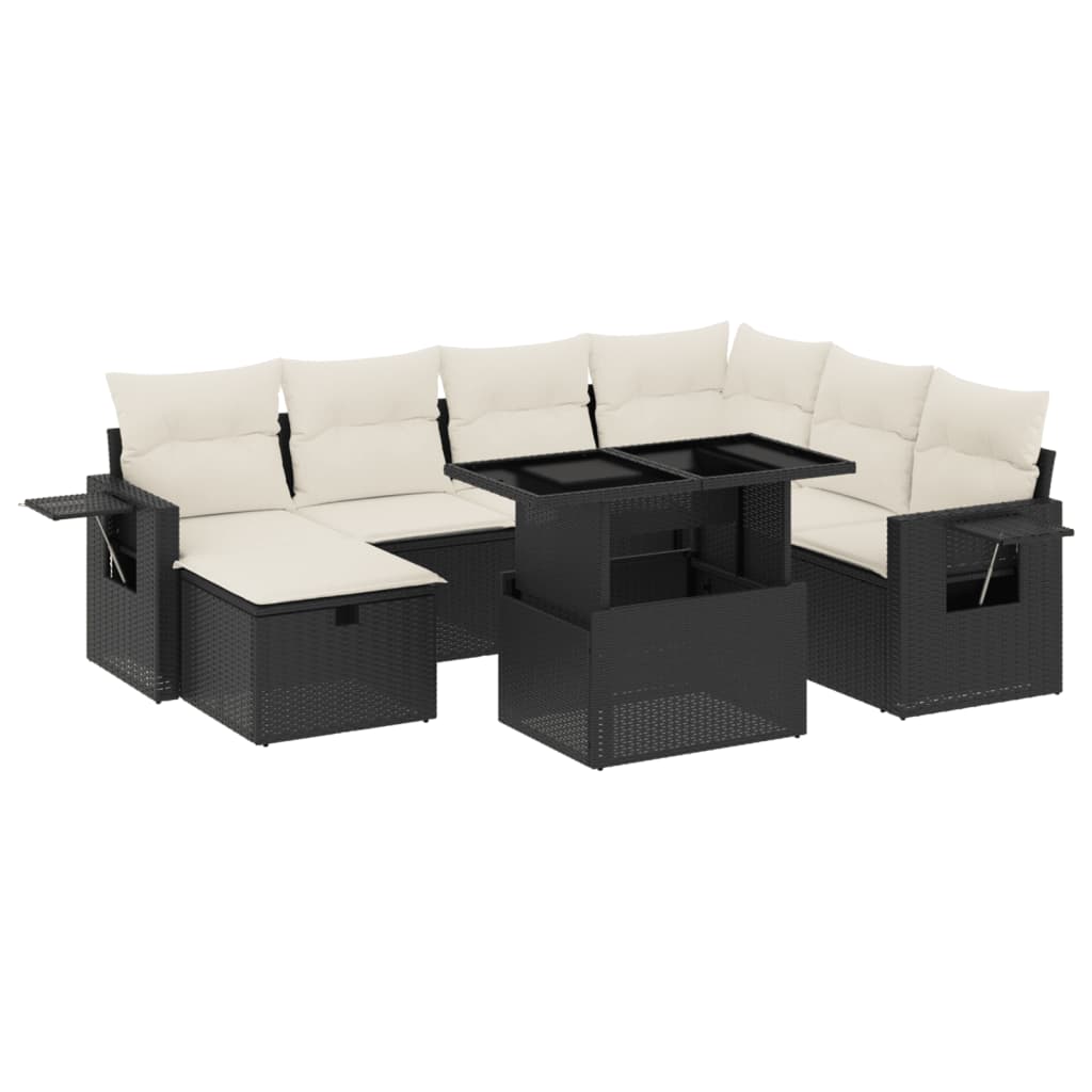 8-delige Loungeset met kussens poly rattan zwart is nu te koop bij PeponiXL, paradijselijk wonen!