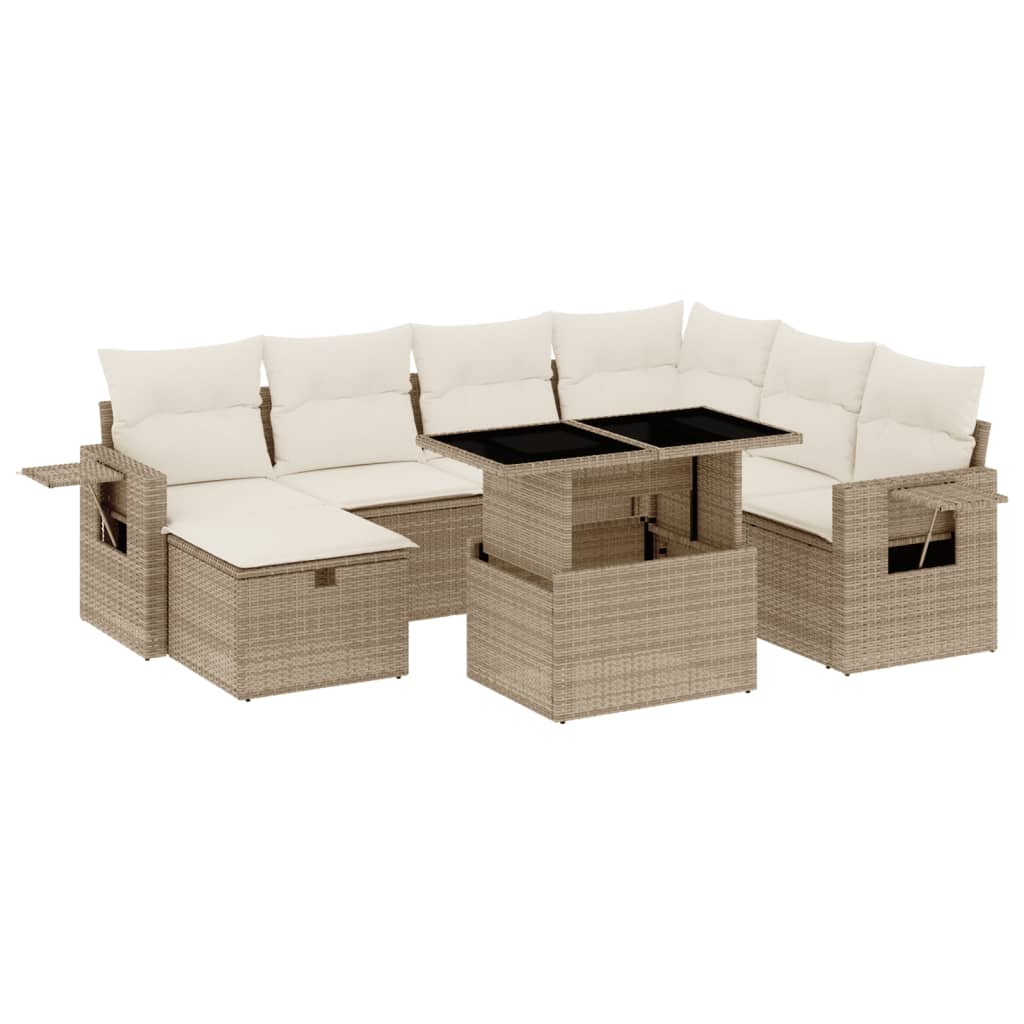 8-delige Loungeset met kussens poly rattan beige is nu te koop bij PeponiXL, paradijselijk wonen!