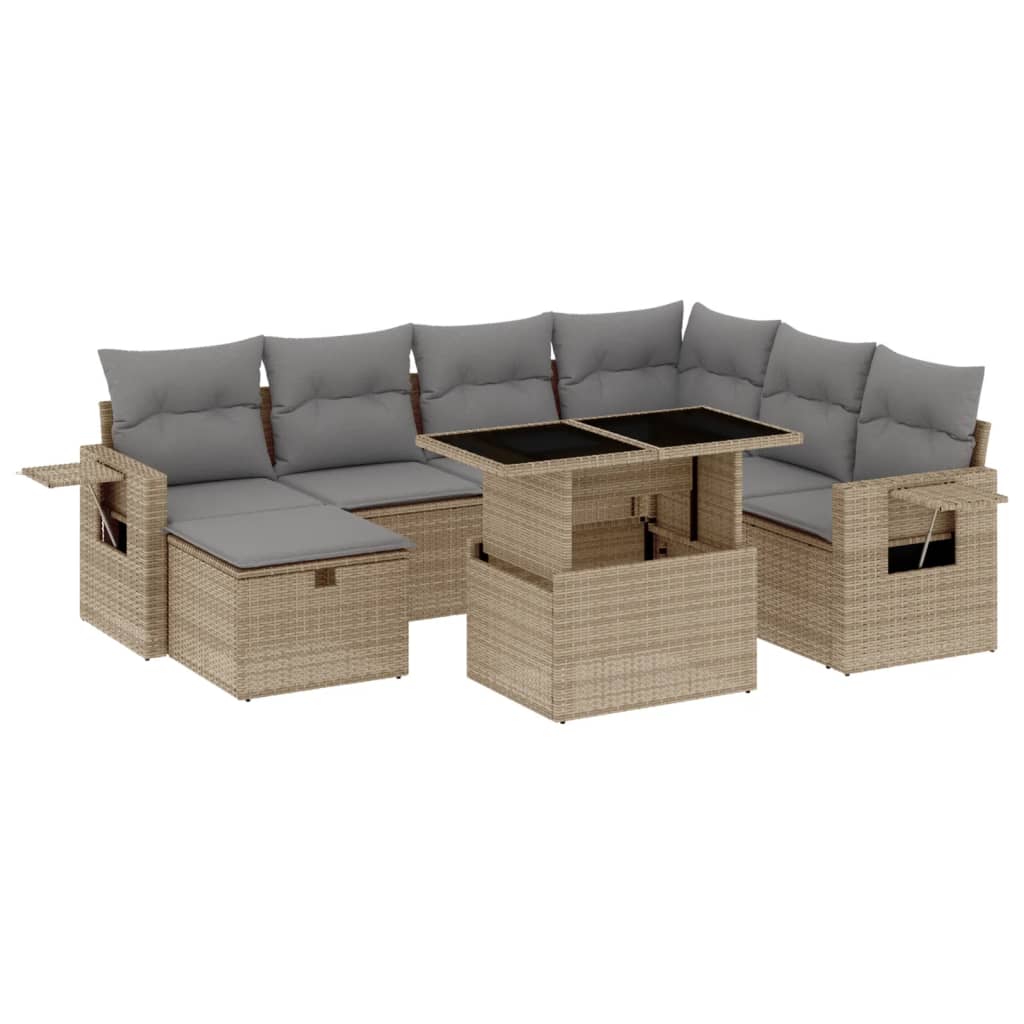 8-delige Loungeset met kussens poly rattan beige is nu te koop bij PeponiXL, paradijselijk wonen!