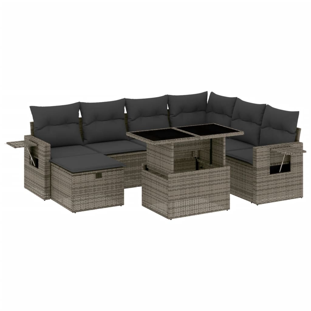 8-delige Loungeset met kussens poly rattan grijs is nu te koop bij PeponiXL, paradijselijk wonen!