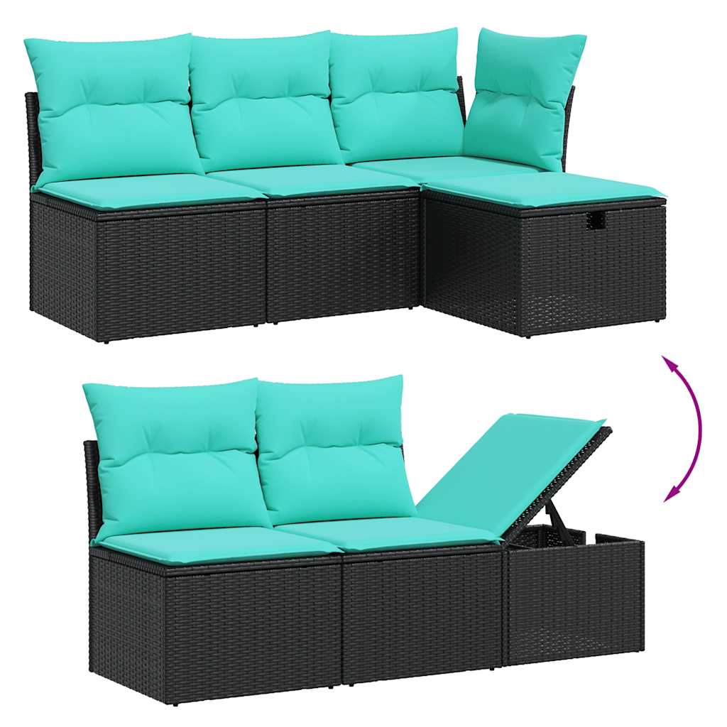7-delige tuinbankset met kussens van zwart polyrotan is nu te koop bij PeponiXL, paradijselijk wonen!