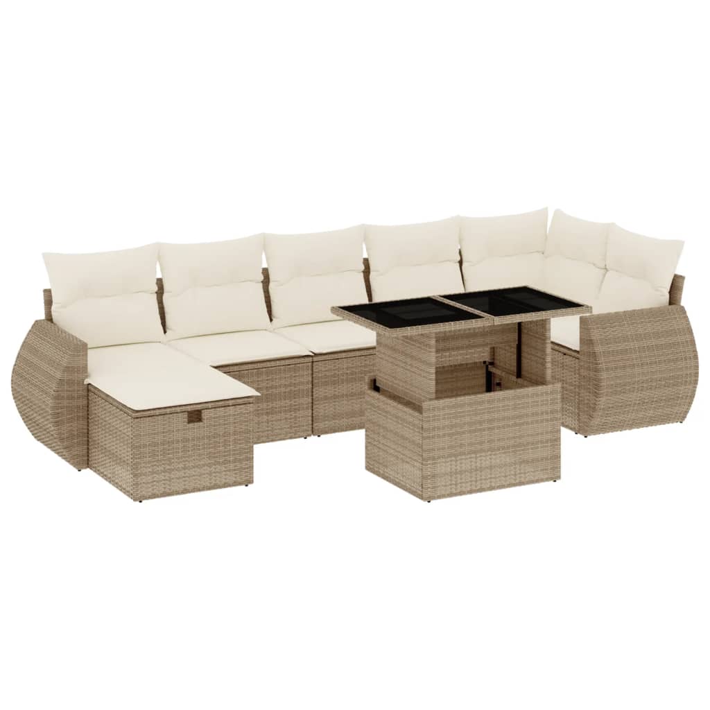 8-delige Loungeset met kussens poly rattan beige is nu te koop bij PeponiXL, paradijselijk wonen!