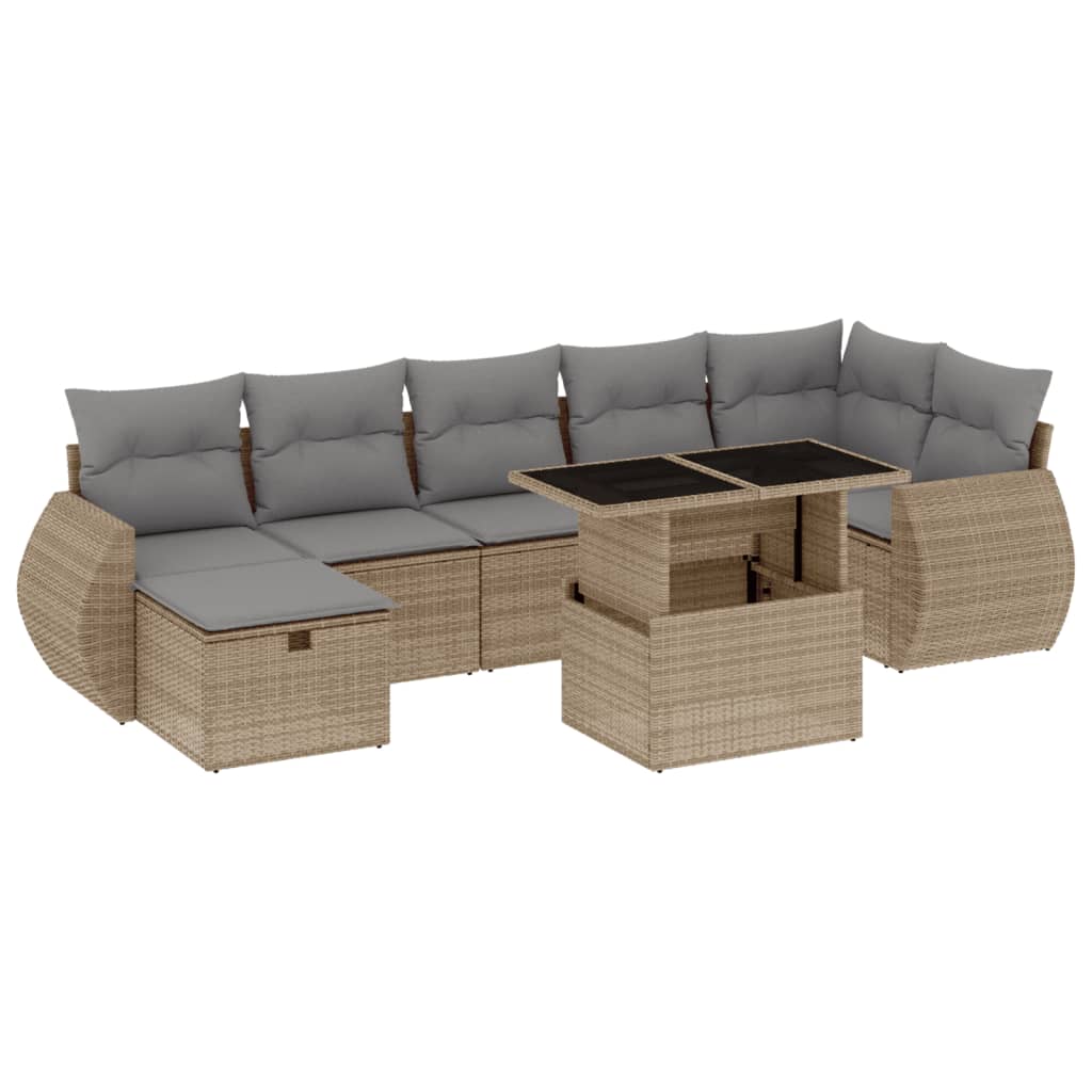 8-delige Loungeset met kussens poly rattan beige is nu te koop bij PeponiXL, paradijselijk wonen!