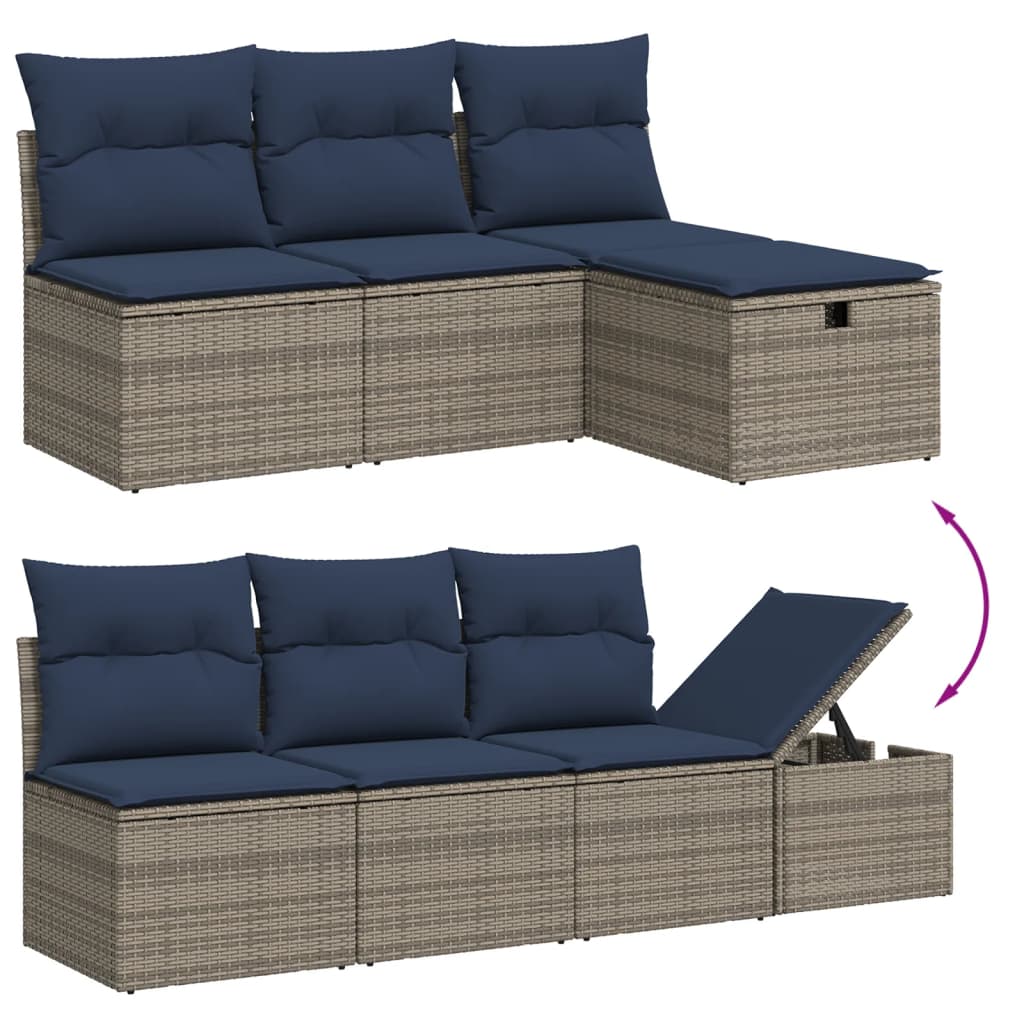 8-delige tuinbankset met kussens, grijs polyrotan is nu te koop bij PeponiXL, paradijselijk wonen!