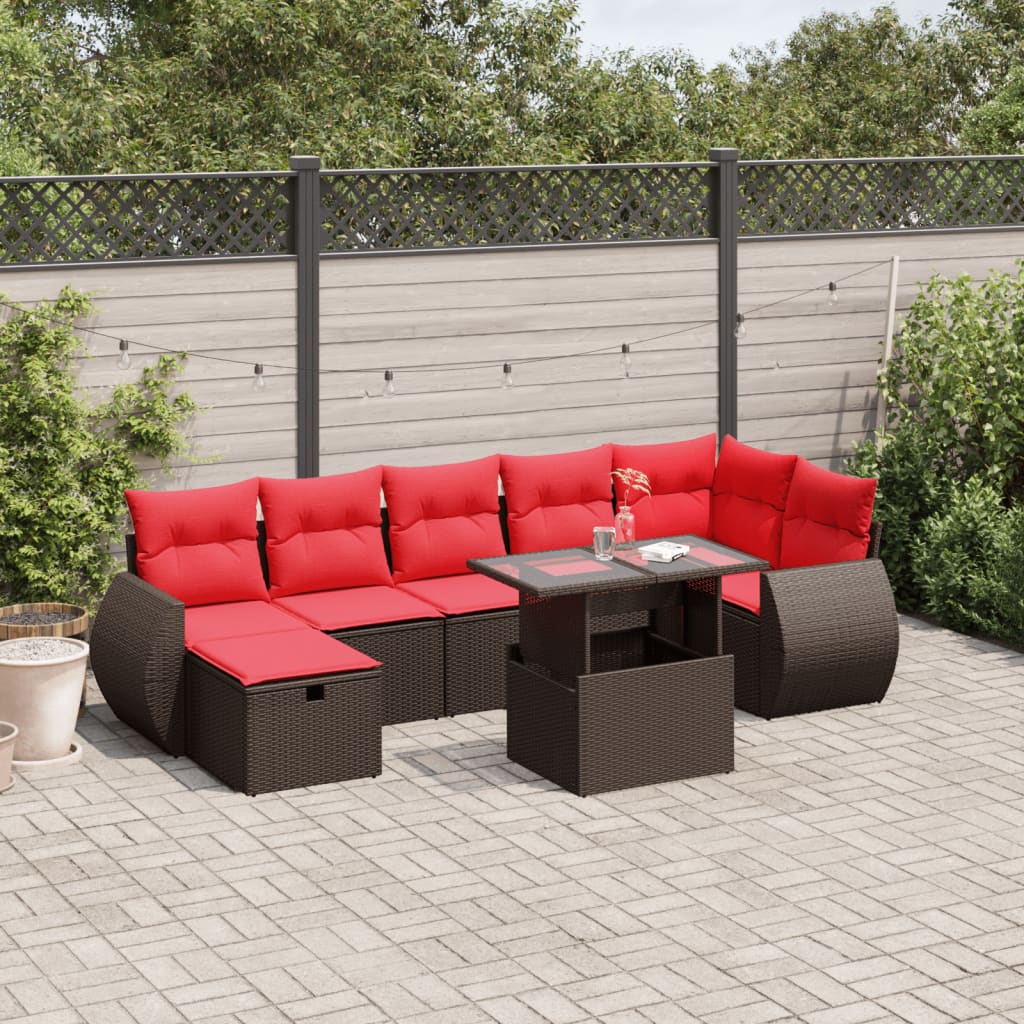 8-delige tuinbankset met kussens, bruin polyrotan is nu te koop bij PeponiXL, paradijselijk wonen!