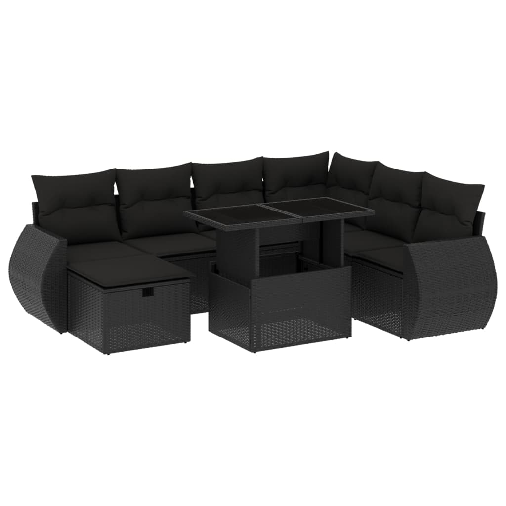 8-delige Loungeset met kussens poly rattan zwart is nu te koop bij PeponiXL, paradijselijk wonen!