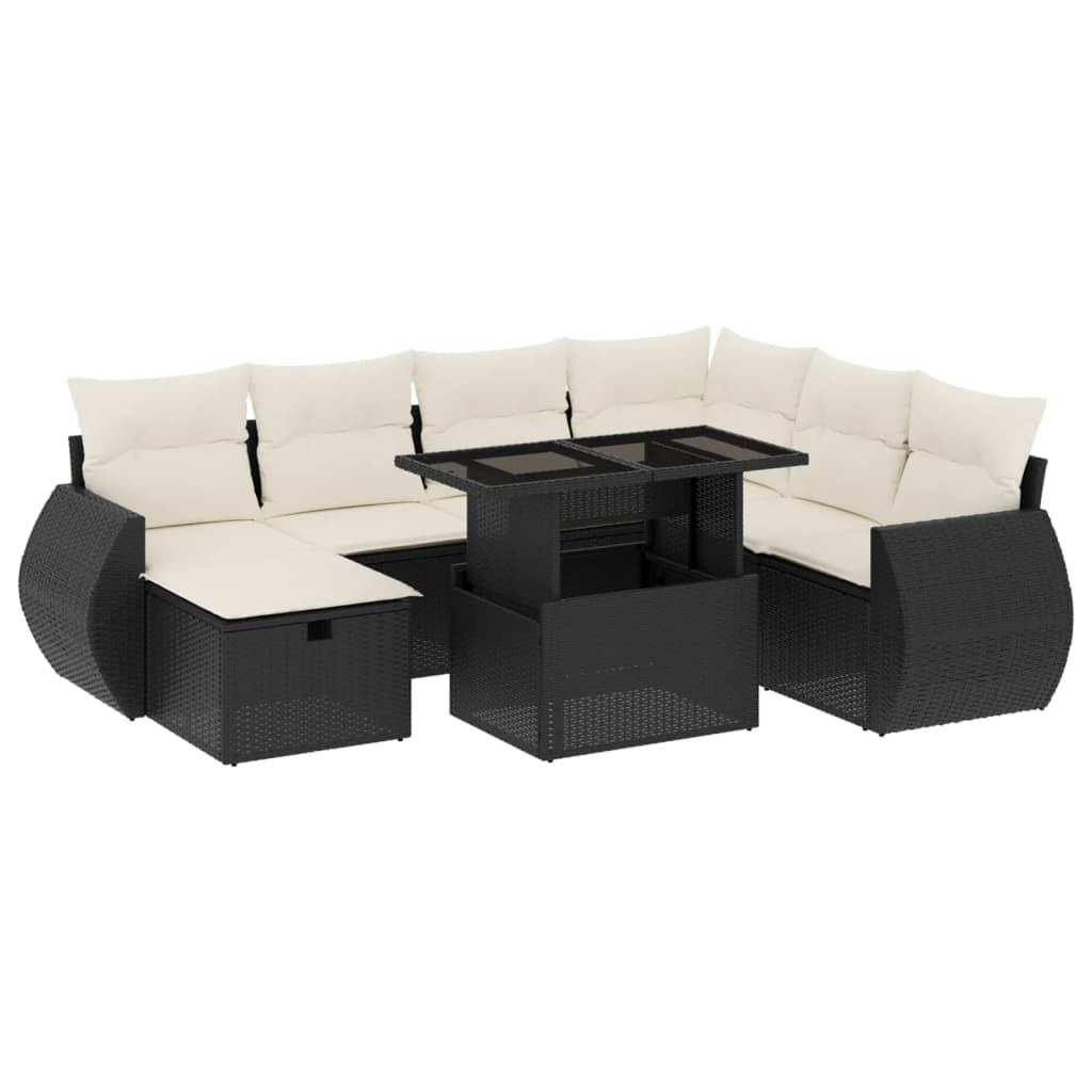8-delige Loungeset met kussens poly rattan zwart is nu te koop bij PeponiXL, paradijselijk wonen!