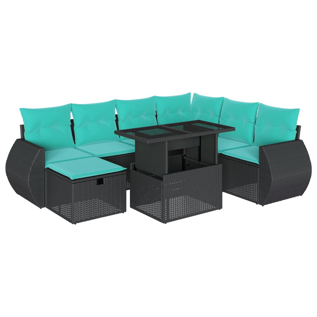 8-delige tuinbankset met kussens, zwart polyrotan is nu te koop bij PeponiXL, paradijselijk wonen!