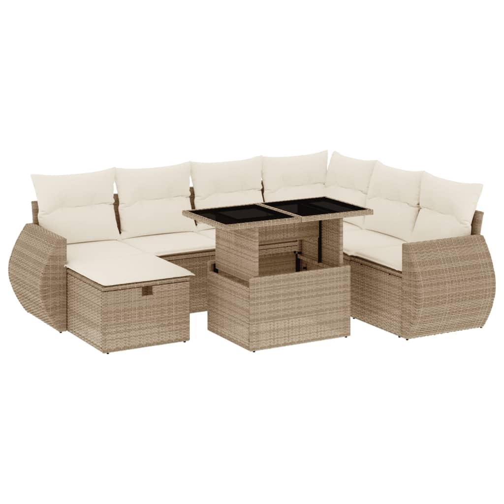 8-delige Loungeset met kussens poly rattan beige is nu te koop bij PeponiXL, paradijselijk wonen!