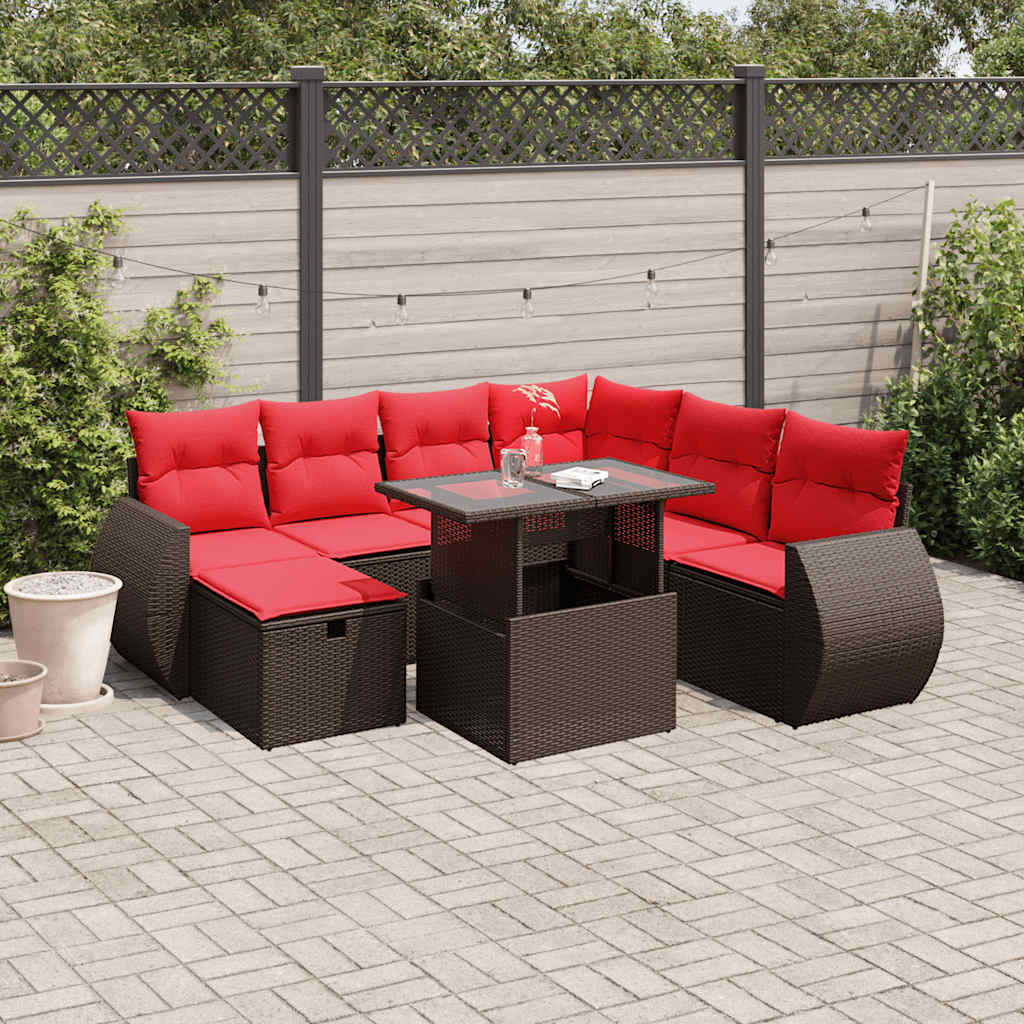 8-delige tuinbankset met kussens, bruin polyrotan is nu te koop bij PeponiXL, paradijselijk wonen!