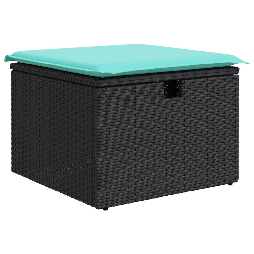 9-delige tuinbankset met kussens van zwart polyrotan is nu te koop bij PeponiXL, paradijselijk wonen!
