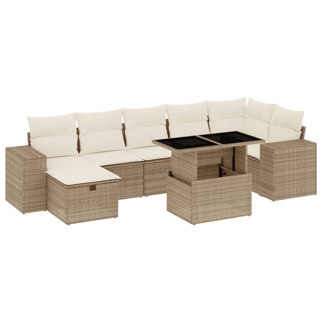 8-delige Loungeset met kussens poly rattan beige is nu te koop bij PeponiXL, paradijselijk wonen!