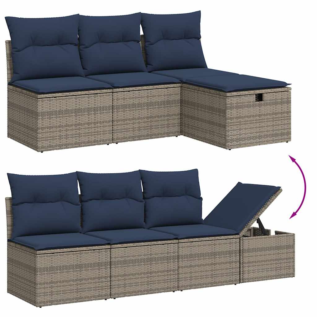 8-delige tuinbankset met kussens, grijs polyrotan is nu te koop bij PeponiXL, paradijselijk wonen!