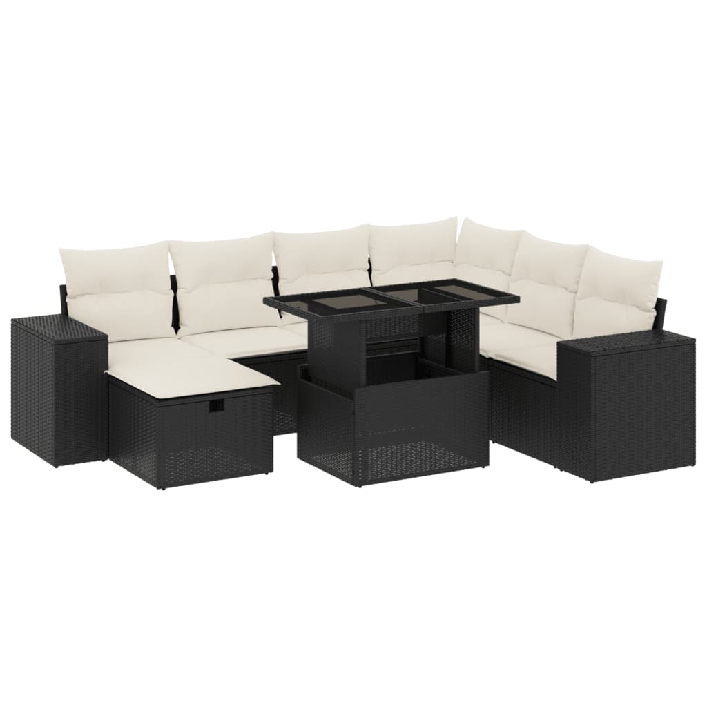 8-delige Loungeset met kussens poly rattan zwart is nu te koop bij PeponiXL, paradijselijk wonen!