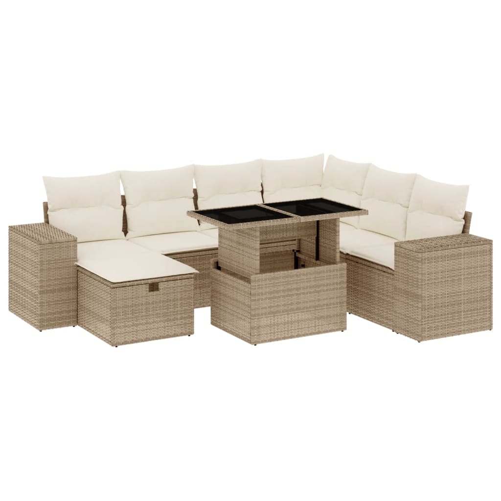 8-delige Loungeset met kussens poly rattan beige is nu te koop bij PeponiXL, paradijselijk wonen!