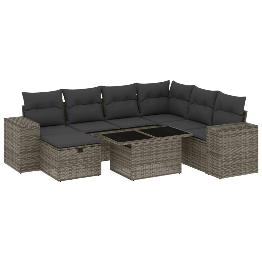 8-delige Loungeset met kussens poly rattan grijs is nu te koop bij PeponiXL, paradijselijk wonen!