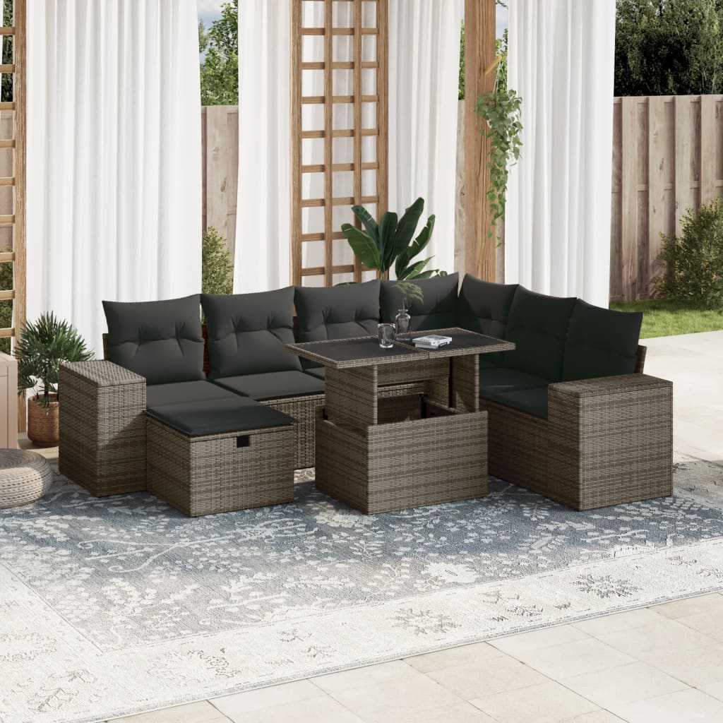 8-delige Loungeset met kussens poly rattan grijs is nu te koop bij PeponiXL, paradijselijk wonen!