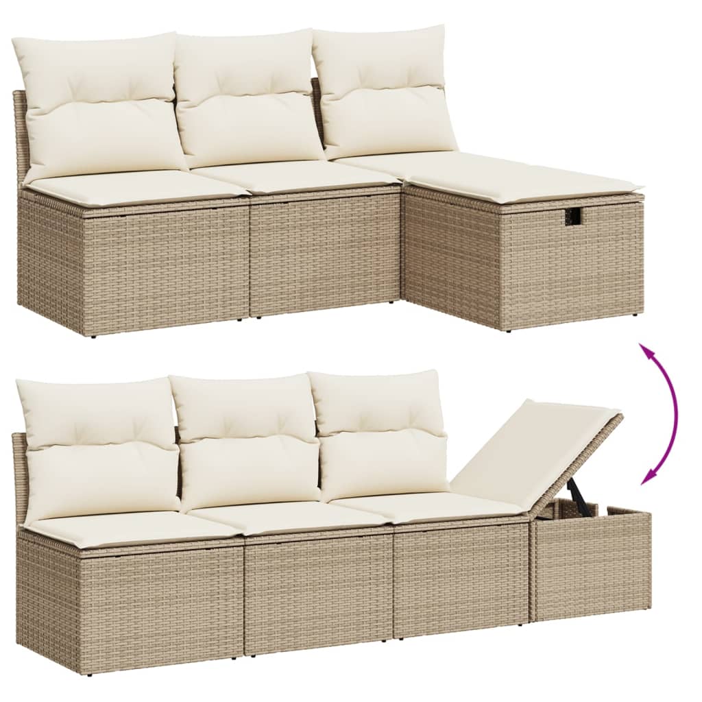 9-delige Loungeset met kussens poly rattan beige is nu te koop bij PeponiXL, paradijselijk wonen!