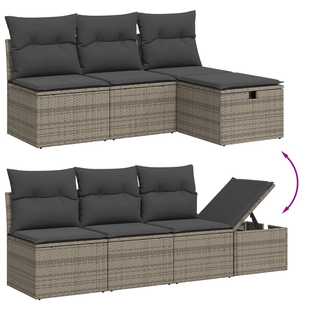 9-delige Loungeset met kussens poly rattan grijs is nu te koop bij PeponiXL, paradijselijk wonen!
