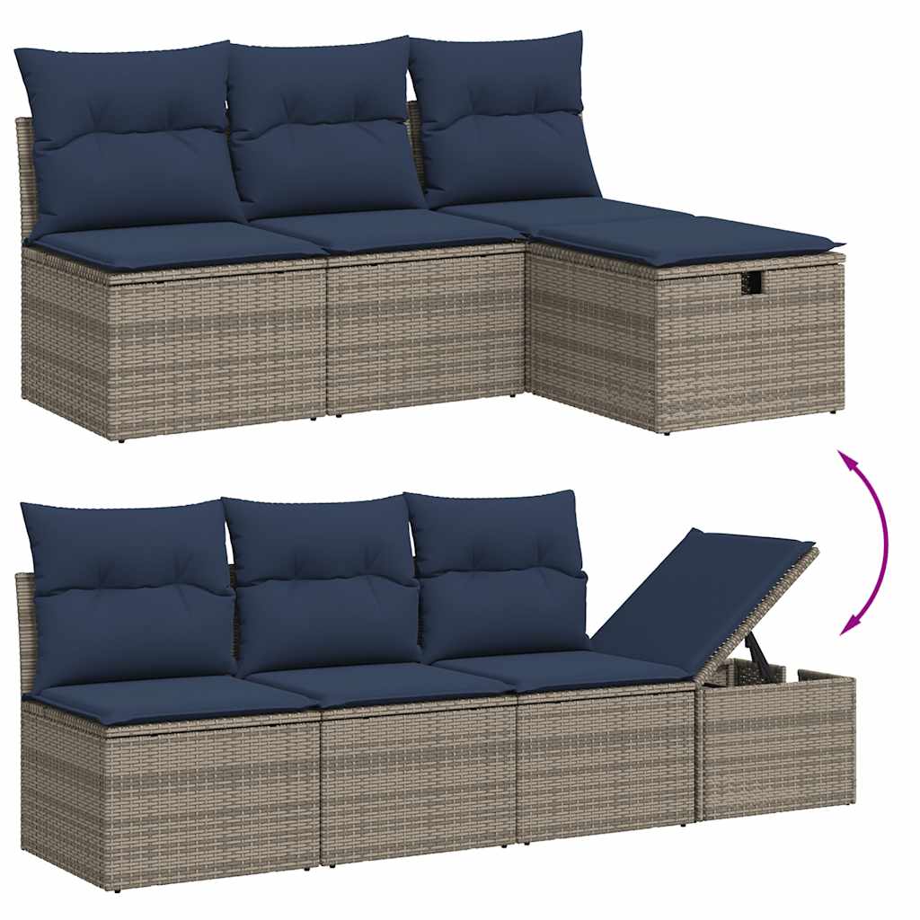 9-delige tuinbankset met kussens, grijs polyrotan is nu te koop bij PeponiXL, paradijselijk wonen!