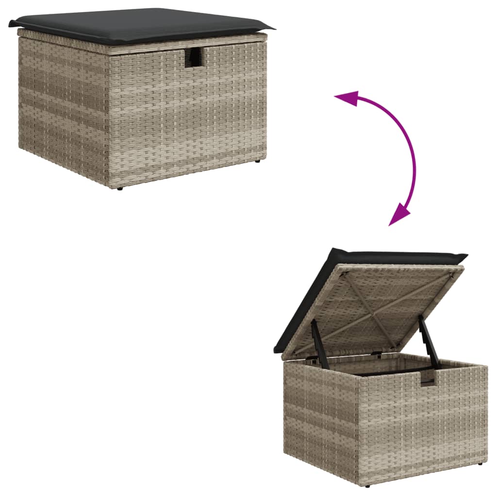9-delige Loungeset met kussens poly rattan lichtgrijs is nu te koop bij PeponiXL, paradijselijk wonen!