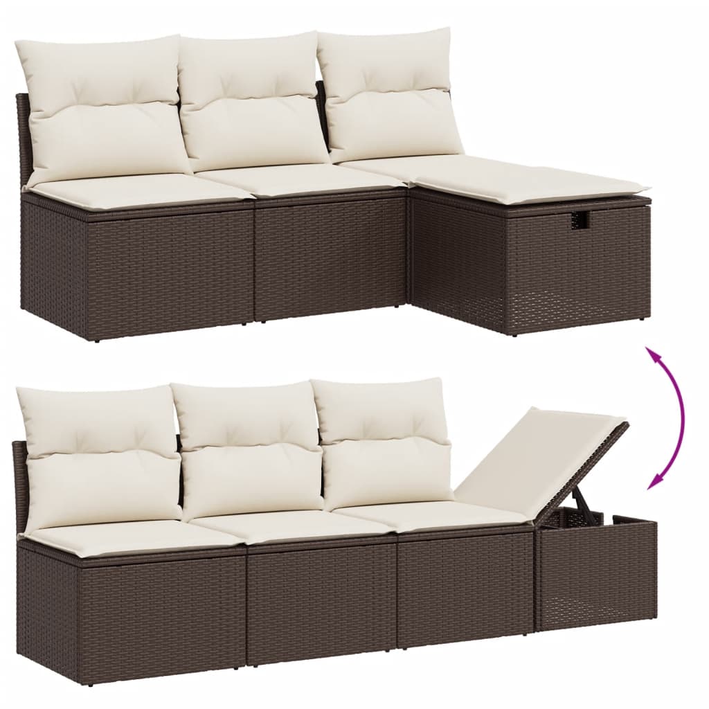 9-delige Loungeset met kussens poly rattan bruin is nu te koop bij PeponiXL, paradijselijk wonen!