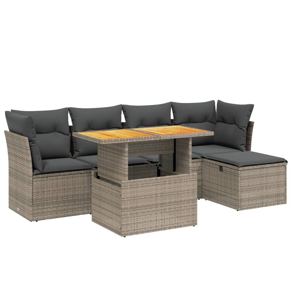 6-delige Loungeset met kussens poly rattan grijs is nu te koop bij PeponiXL, paradijselijk wonen!