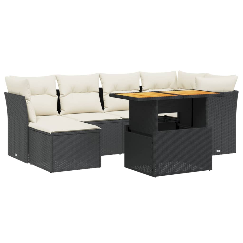 7-delige Loungeset met kussens poly rattan zwart is nu te koop bij PeponiXL, paradijselijk wonen!