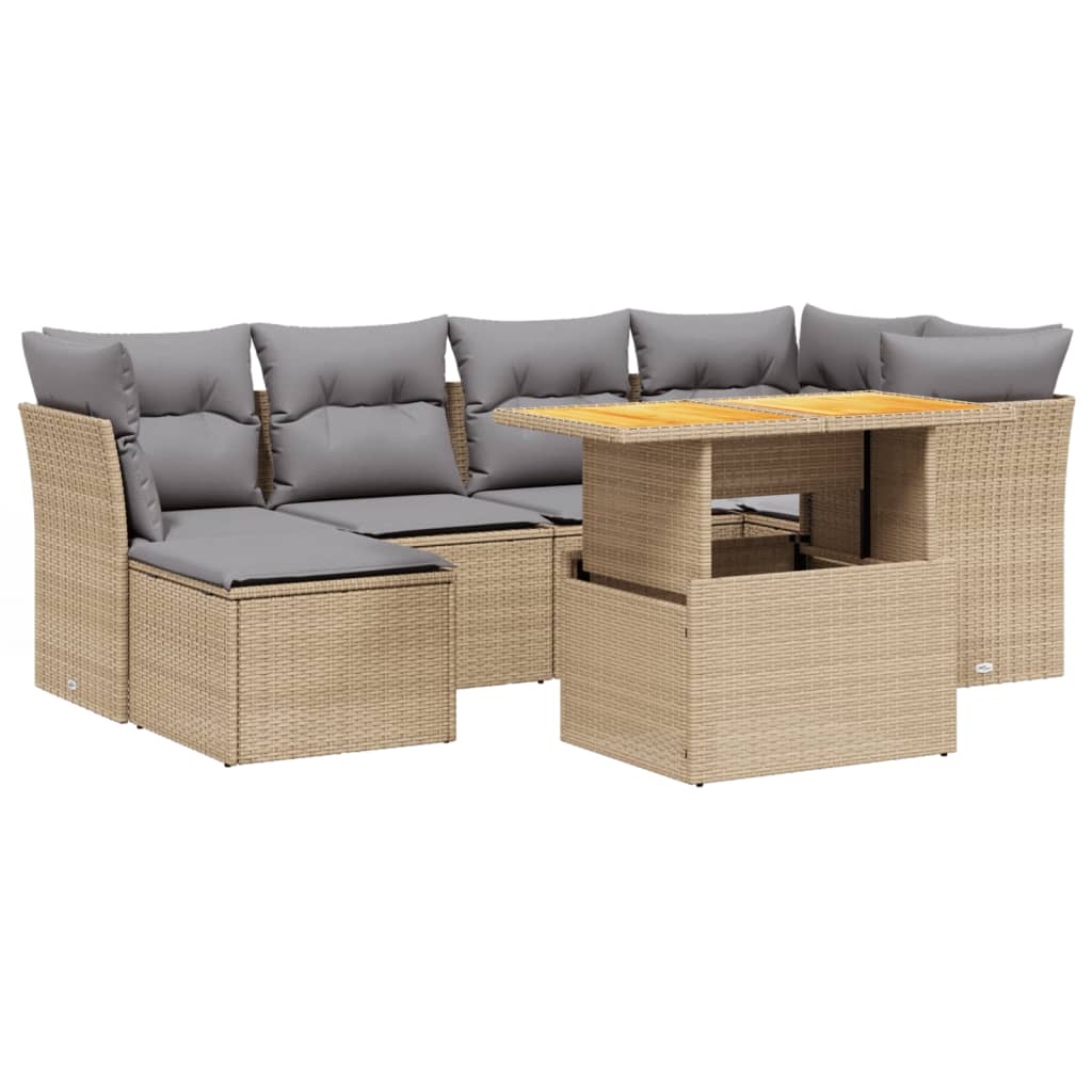 7-delige Loungeset met kussens poly rattan beige is nu te koop bij PeponiXL, paradijselijk wonen!