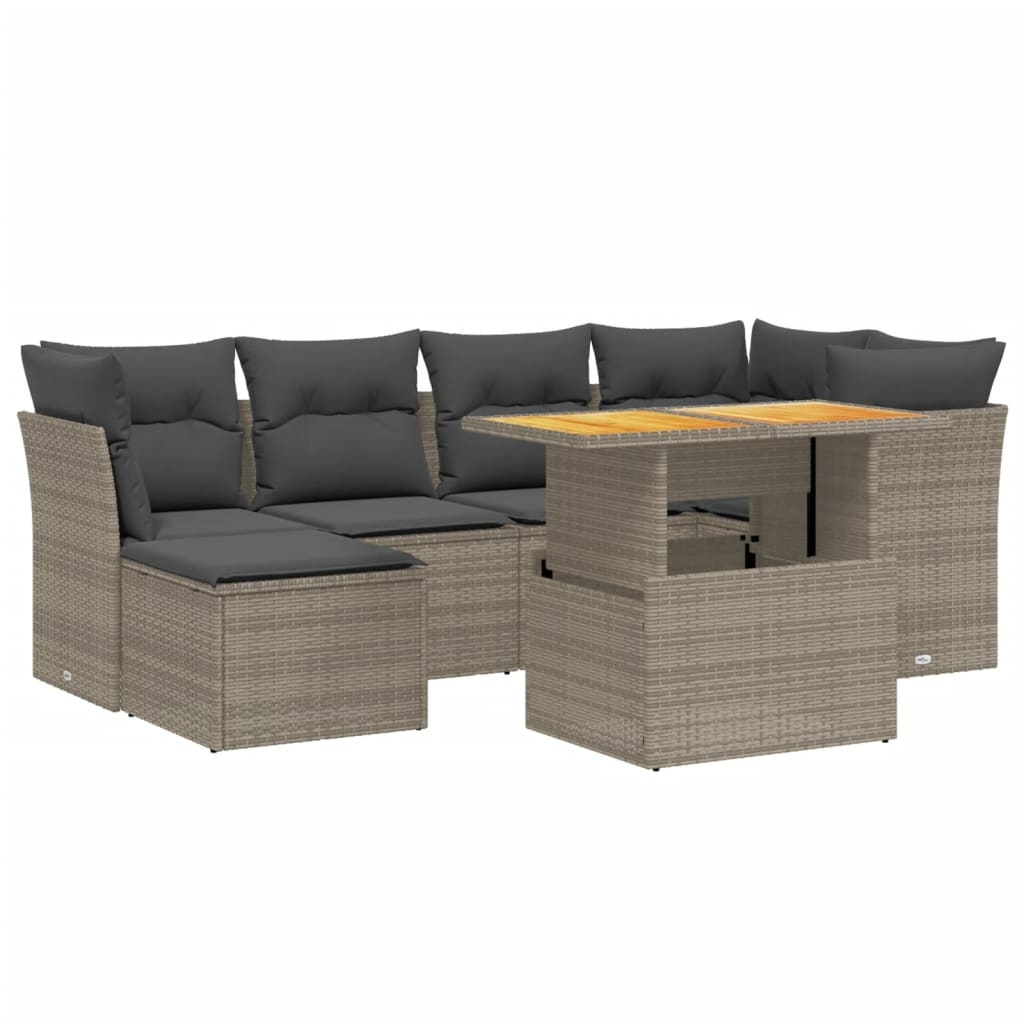 7-delige Loungeset met kussens poly rattan grijs is nu te koop bij PeponiXL, paradijselijk wonen!