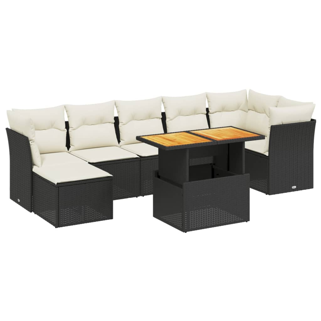 8-delige Loungeset met kussens poly rattan zwart is nu te koop bij PeponiXL, paradijselijk wonen!