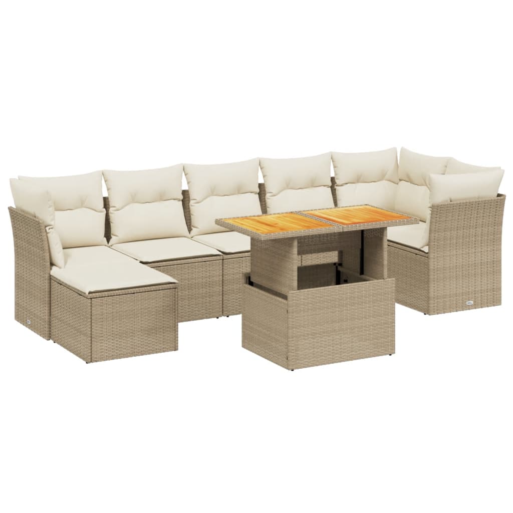 8-delige Loungeset met kussens poly rattan beige is nu te koop bij PeponiXL, paradijselijk wonen!