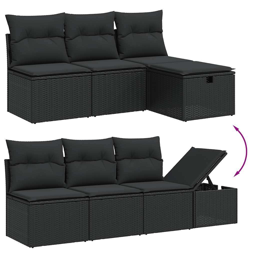 8-delige Loungeset met kussens poly rattan zwart is nu te koop bij PeponiXL, paradijselijk wonen!