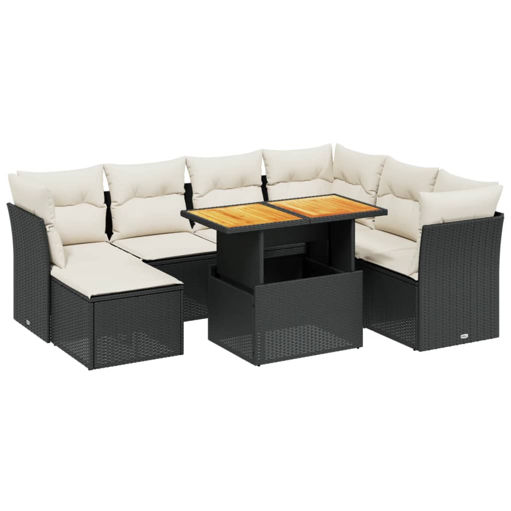 8-delige Loungeset met kussens poly rattan zwart is nu te koop bij PeponiXL, paradijselijk wonen!