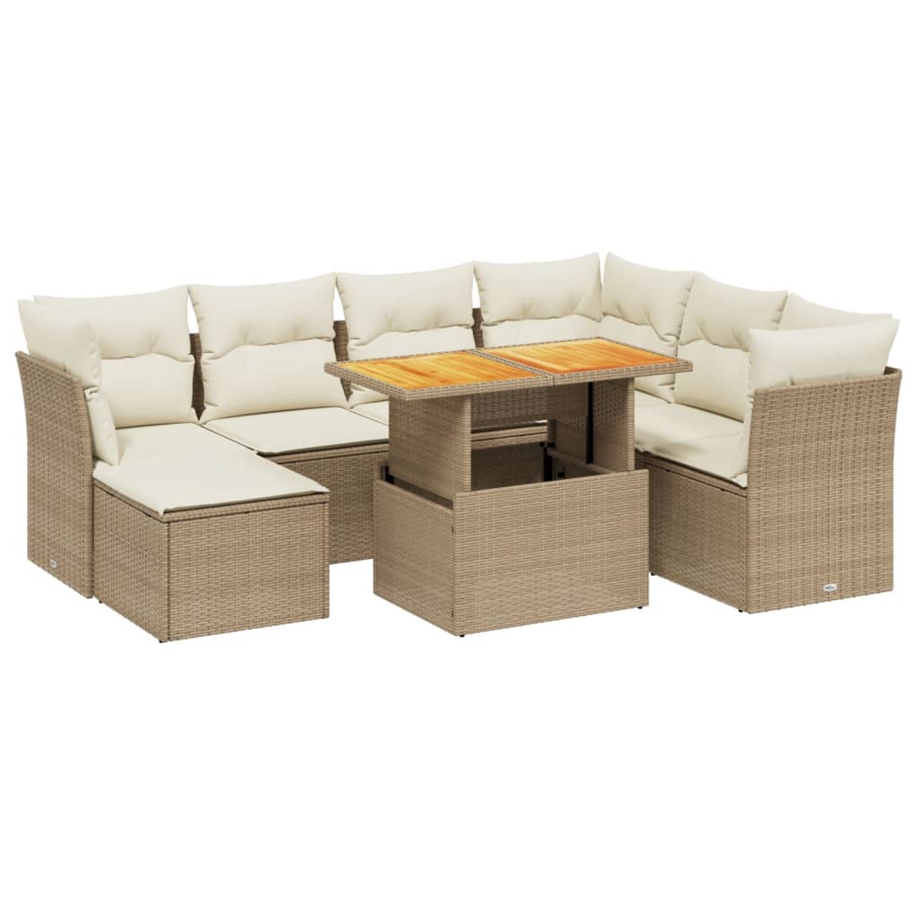 8-delige Loungeset met kussens poly rattan beige is nu te koop bij PeponiXL, paradijselijk wonen!