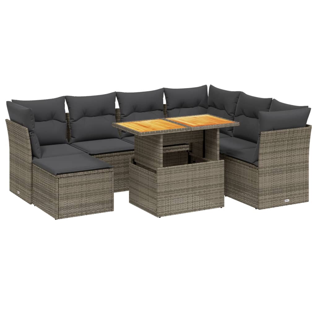 8-delige Loungeset met kussens poly rattan grijs is nu te koop bij PeponiXL, paradijselijk wonen!