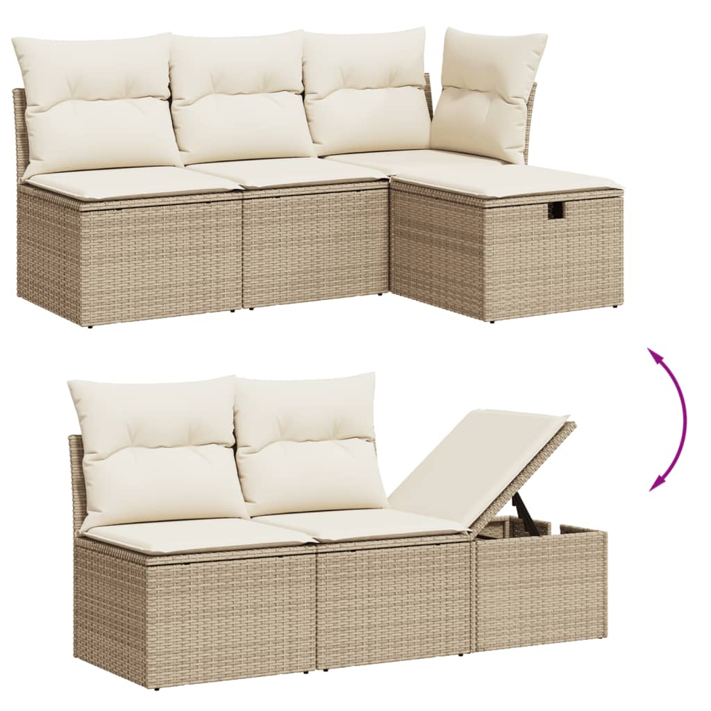 9-delige Loungeset met kussens poly rattan beige is nu te koop bij PeponiXL, paradijselijk wonen!