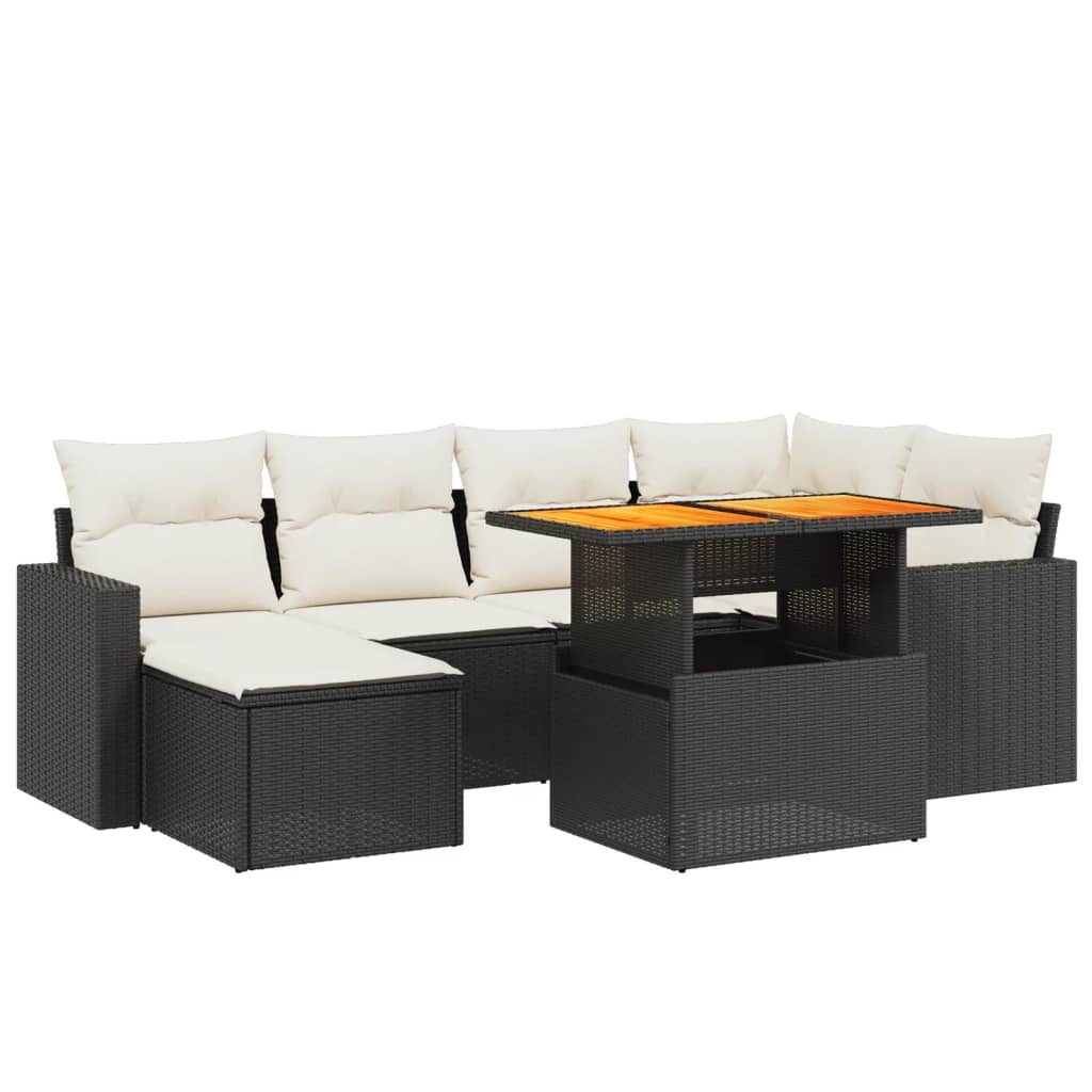 7-delige Loungeset met kussens poly rattan zwart is nu te koop bij PeponiXL, paradijselijk wonen!