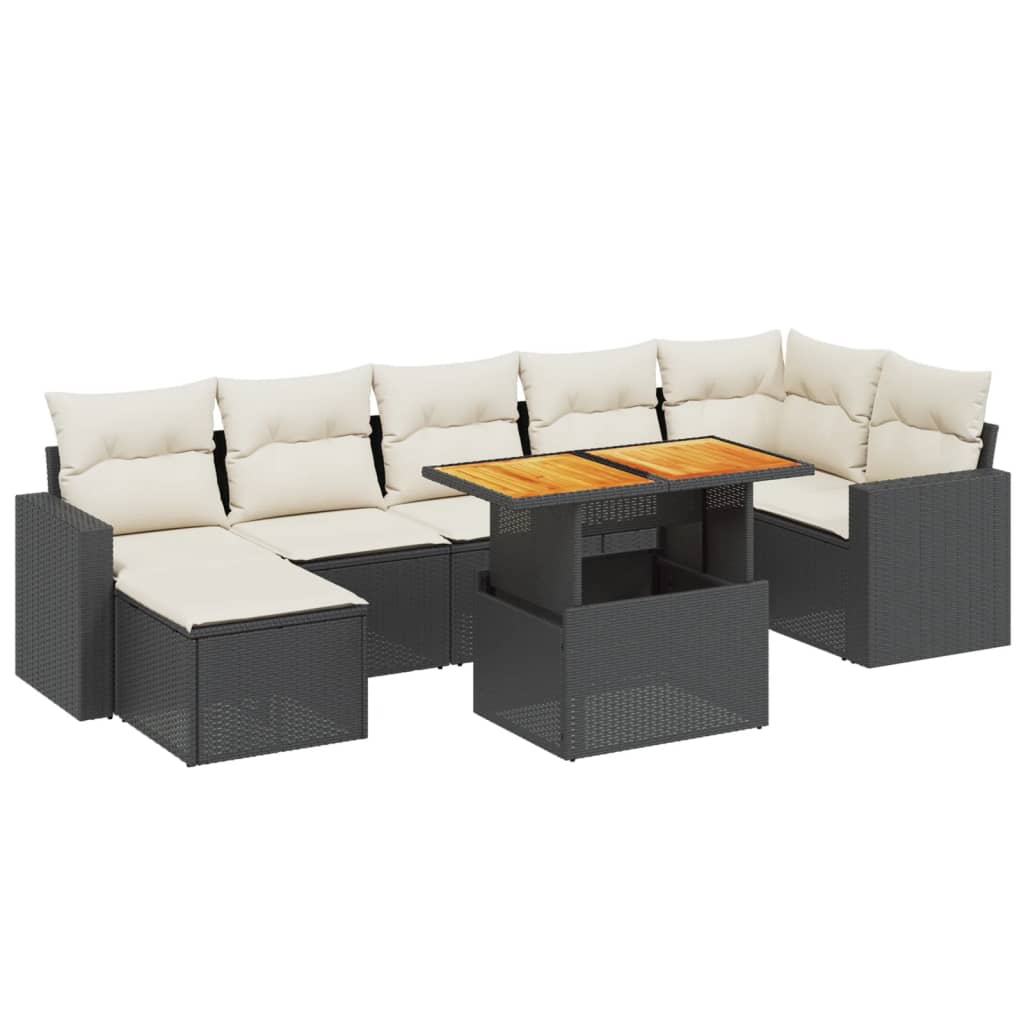 8-delige Loungeset met kussens poly rattan zwart is nu te koop bij PeponiXL, paradijselijk wonen!