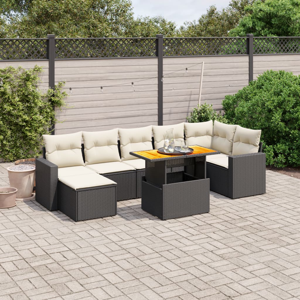 8-delige Loungeset met kussens poly rattan zwart is nu te koop bij PeponiXL, paradijselijk wonen!