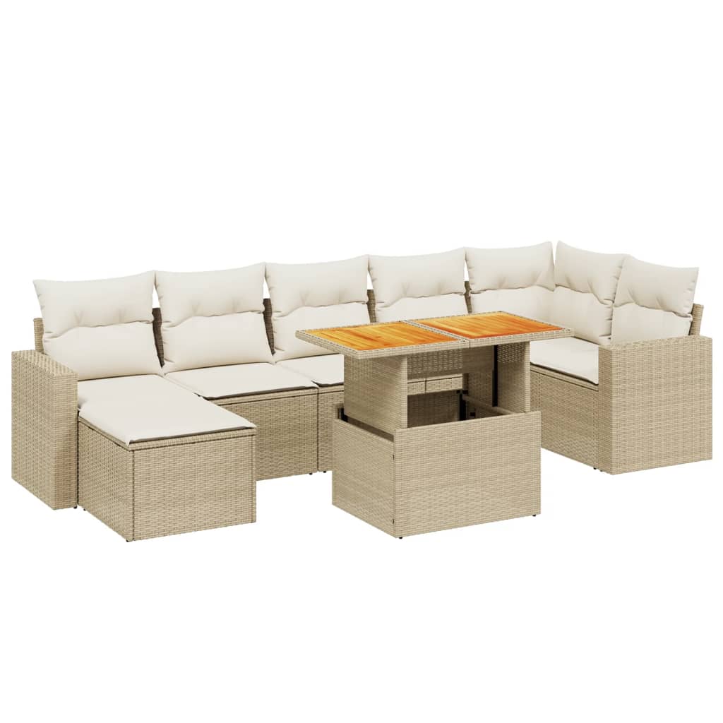 8-delige Loungeset met kussens poly rattan beige is nu te koop bij PeponiXL, paradijselijk wonen!